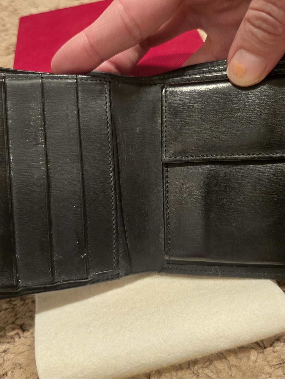 Cartier Bifold wallet Cards Case Holder Black Leather Logo With Box - Picture 3 of 15